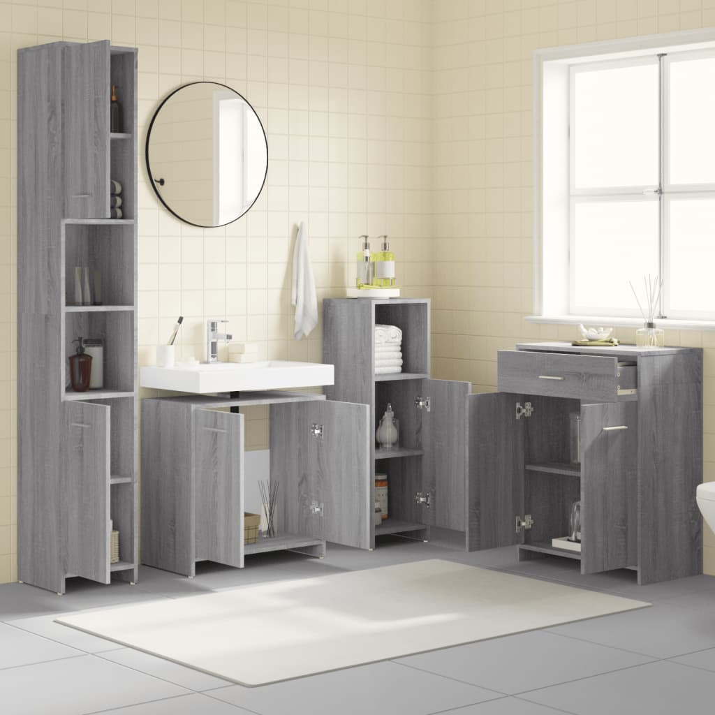 4 Piece Bathroom Furniture Set Engineered Wood