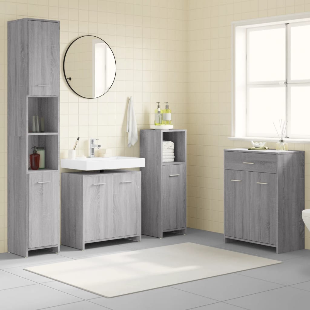 4 Piece Bathroom Furniture Set Engineered Wood
