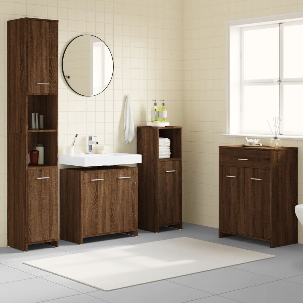 4 Piece Bathroom Furniture Set Engineered Wood