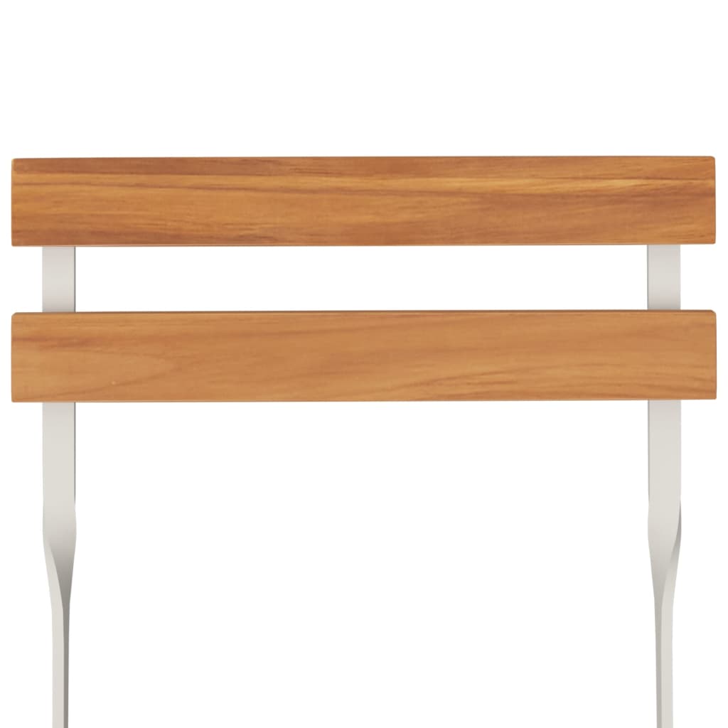 3 Piece Folding Bistro Set Solid Wood Acacia And Steel