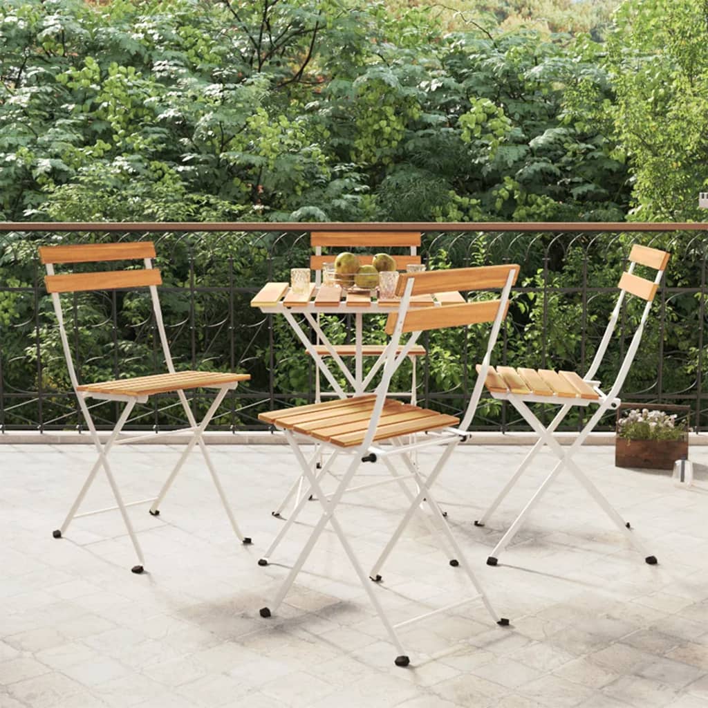 Folding Garden Chairs 6 Pcs Steel And Solid Wood Acacia