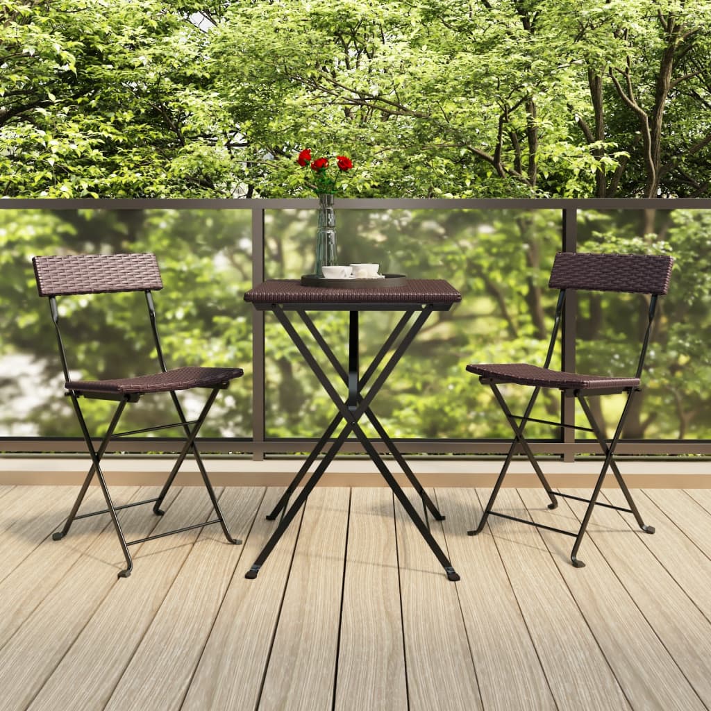 Folding Bistro Chairs 8 Pcs Poly Rattan And Steel