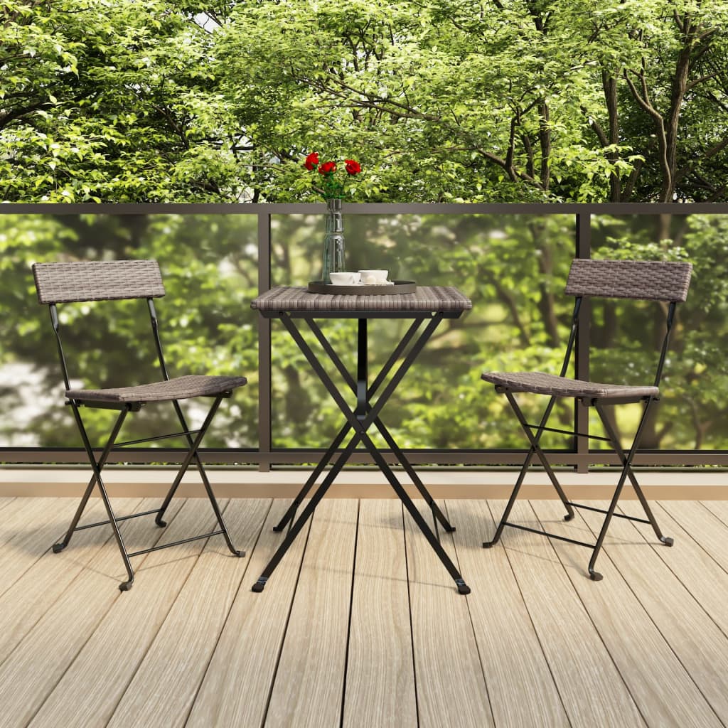 Folding Bistro Chairs 8 Pcs Poly Rattan And Steel