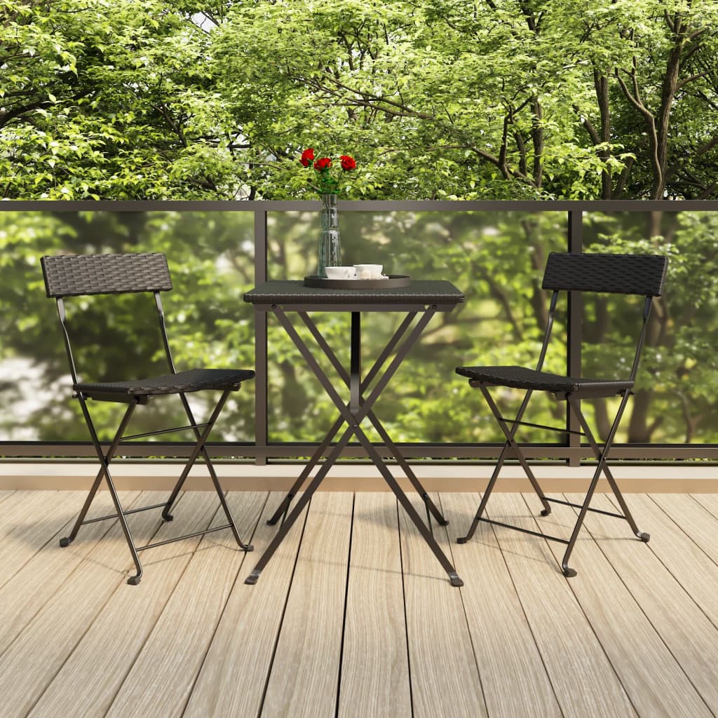 3 Piece Folding Bistro Set Poly Rattan