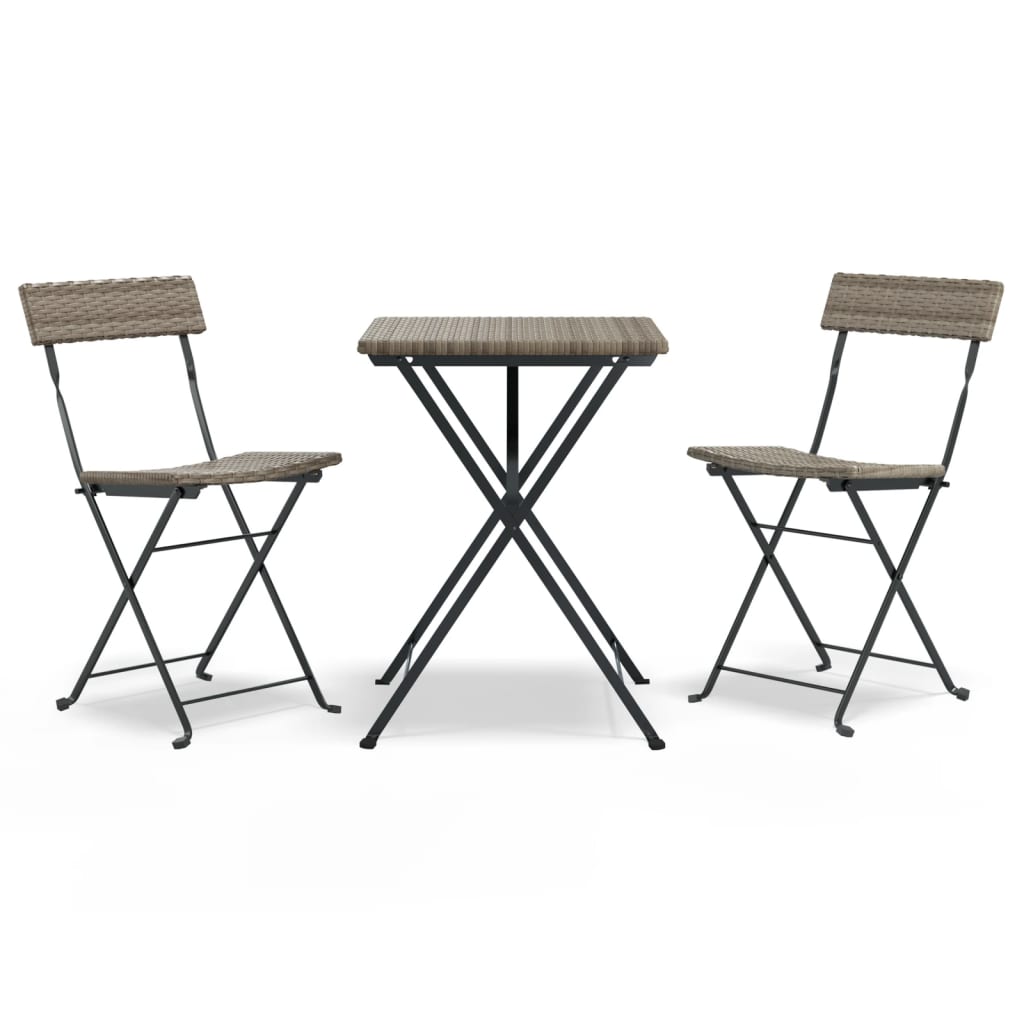 3 Piece Folding Bistro Set Poly Rattan