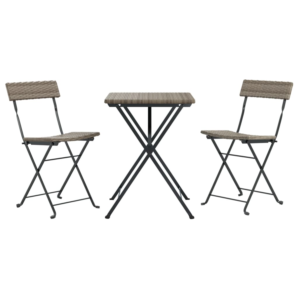 3 Piece Folding Bistro Set Poly Rattan