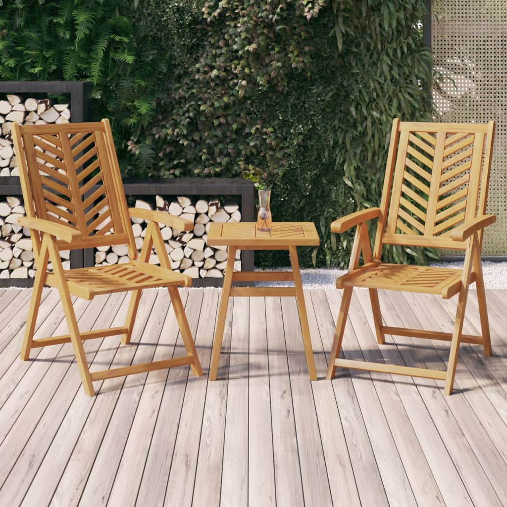 Reclining Garden Chairs 3 Pcs Solid Wood Acacia