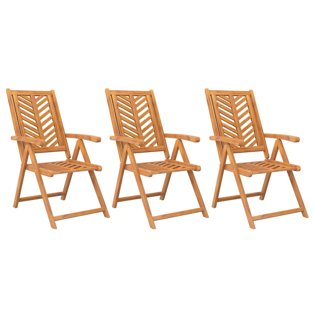 Reclining Garden Chairs 3 Pcs Solid Wood Acacia