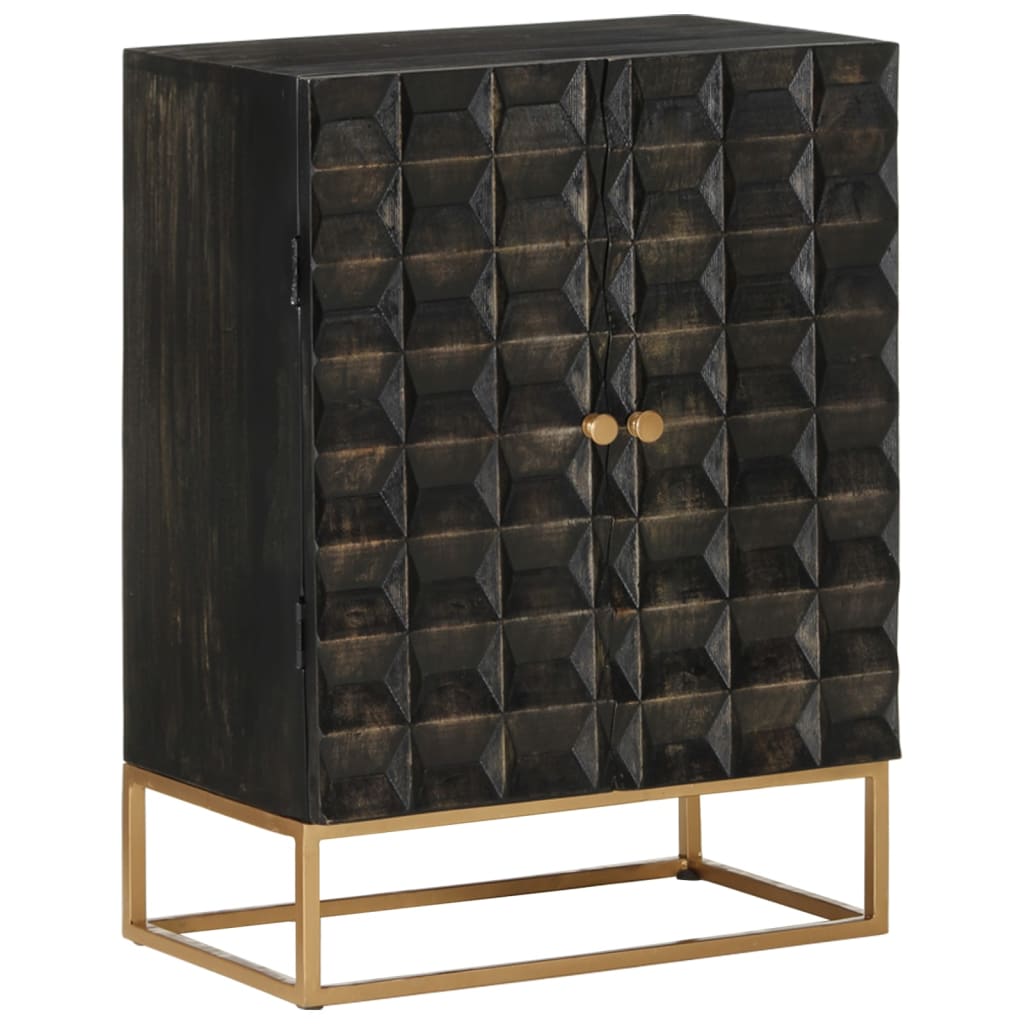 Bed Cabinet Black Solid Mango Wood