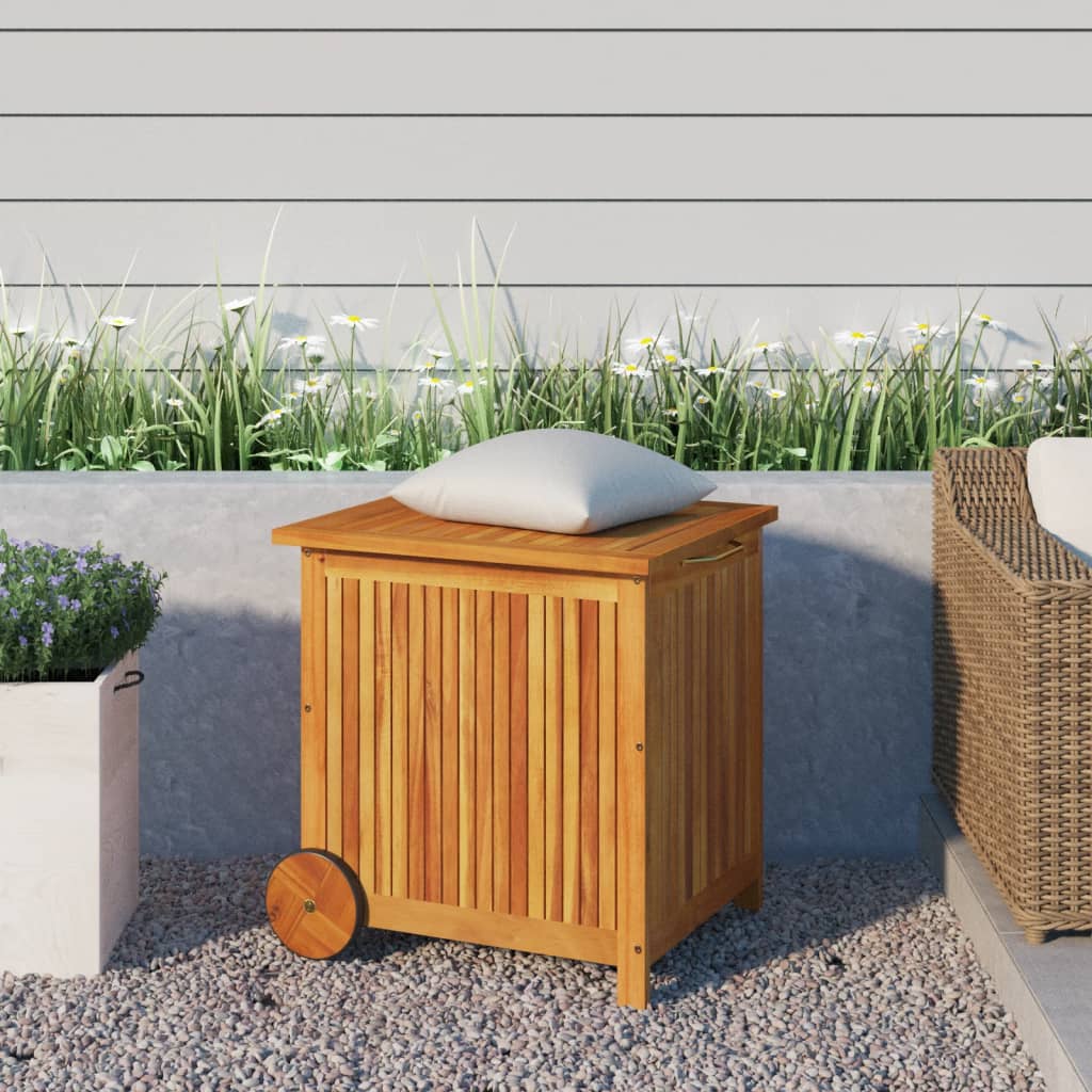 Garden Storage Box With Wheels Solid Wood Acacia