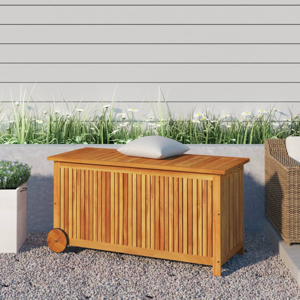 Garden Storage Box With Wheels Solid Wood Acacia