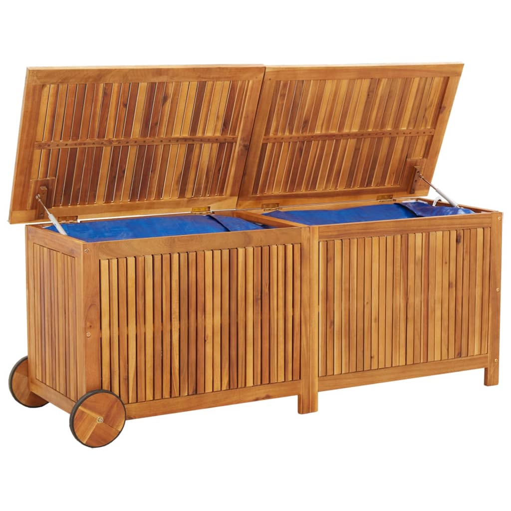 Garden Storage Box With Wheels Solid Wood Acacia