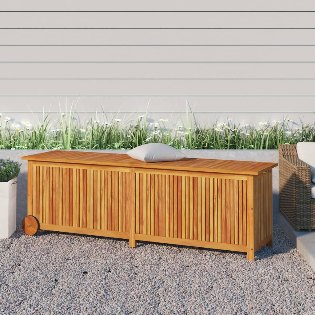 Garden Storage Box With Wheels Solid Wood Acacia