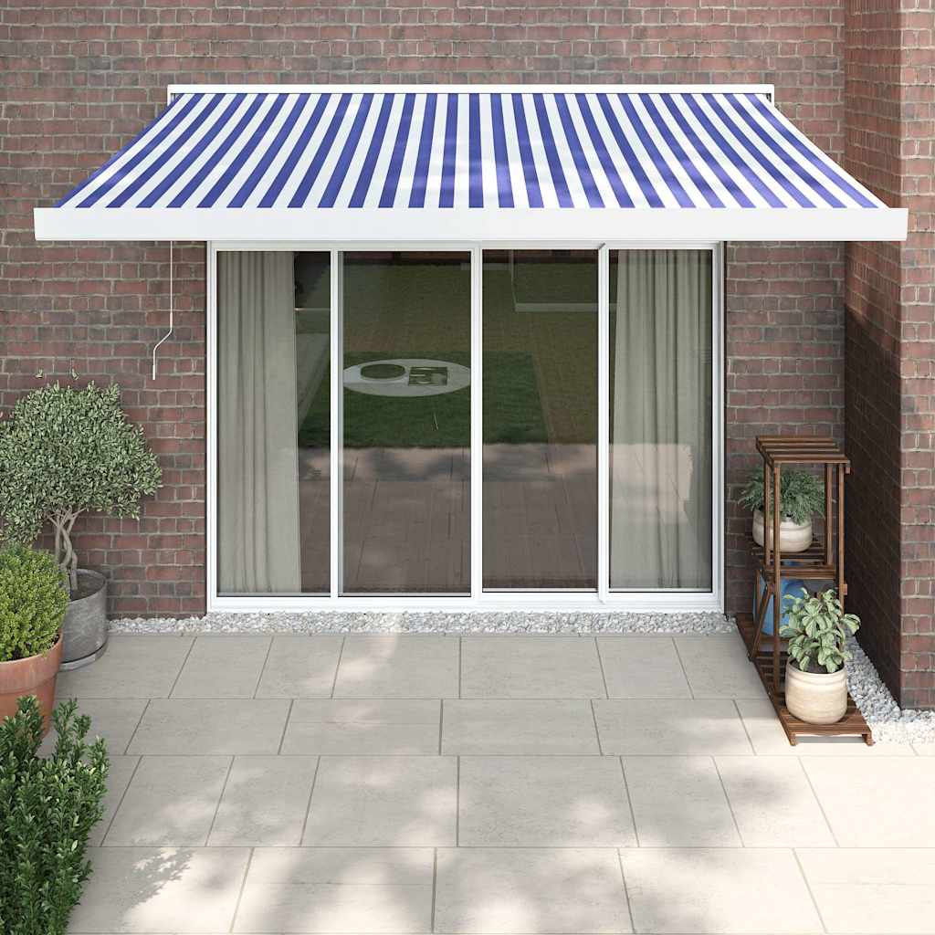 Retractable Awning Orange And Brown Fabric And Aluminium