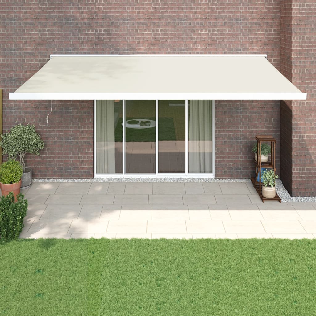 Retractable Awning Orange And Brown Fabric And Aluminium