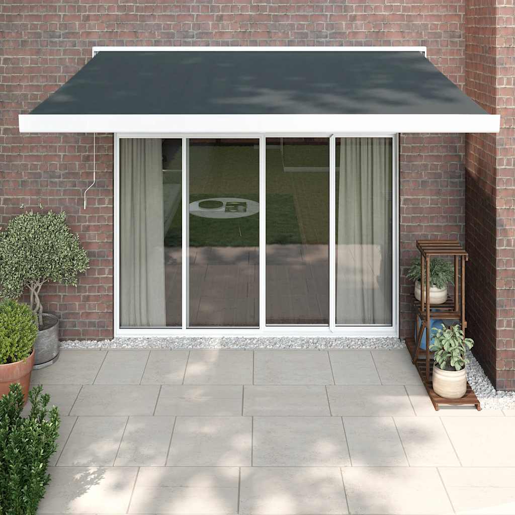 Retractable Awning Orange And Brown Fabric And Aluminium