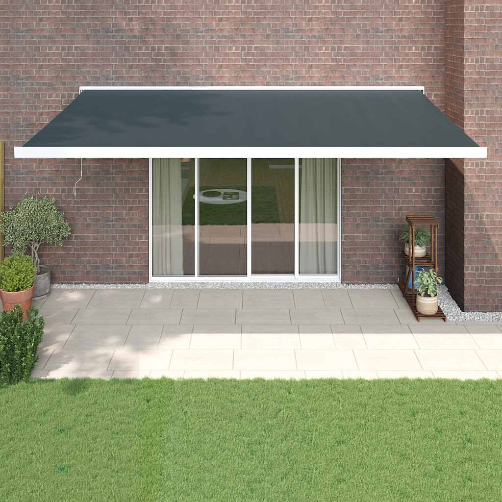 Retractable Awning Orange And Brown Fabric And Aluminium