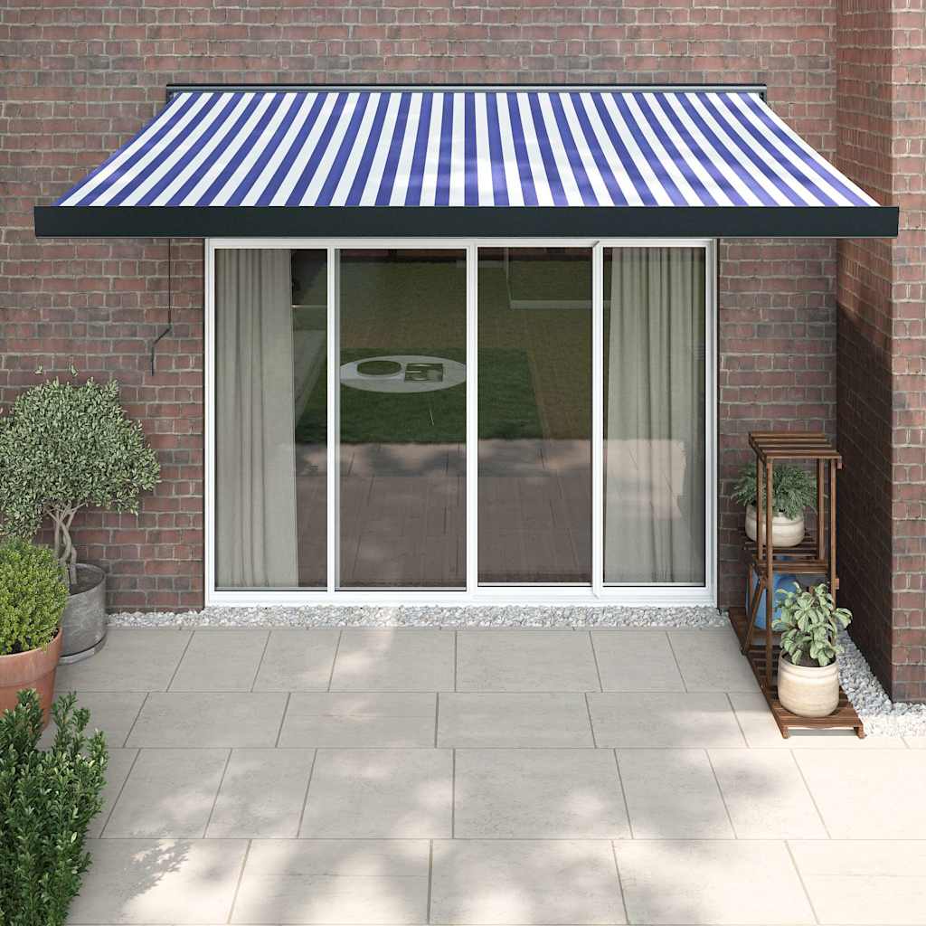 Retractable Awning Orange And Brown Fabric And Aluminium