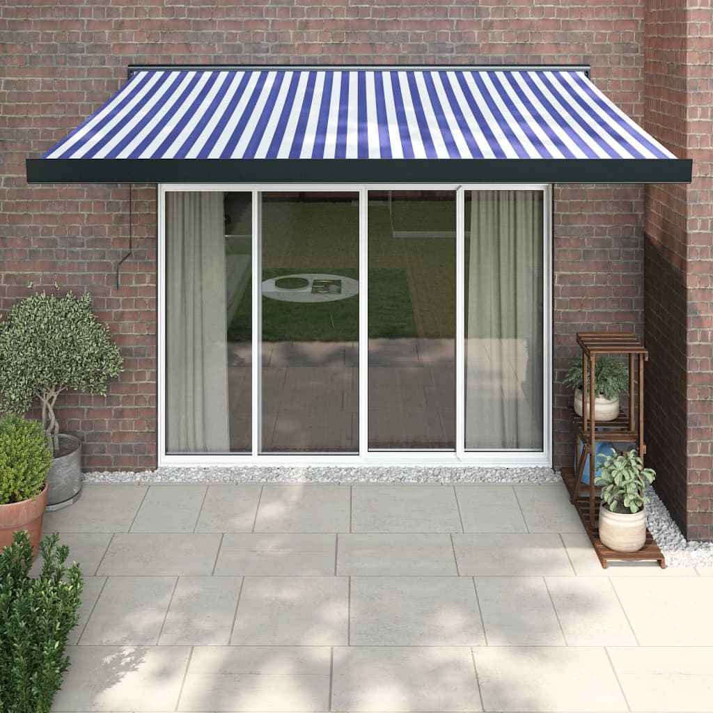 Retractable Awning Orange And Brown Fabric And Aluminium