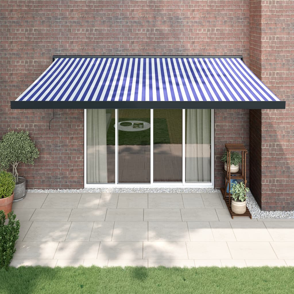 Retractable Awning Orange And Brown Fabric And Aluminium