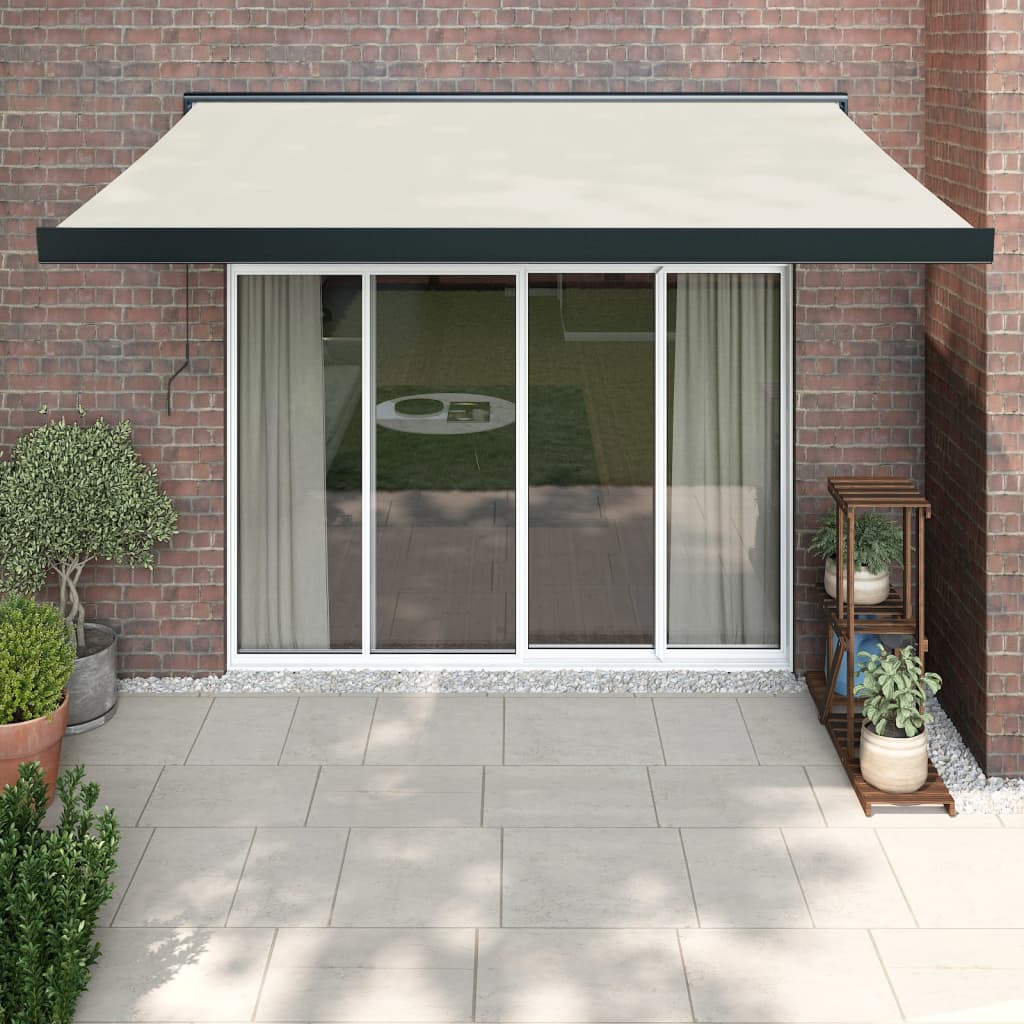 Retractable Awning Orange And Brown Fabric And Aluminium