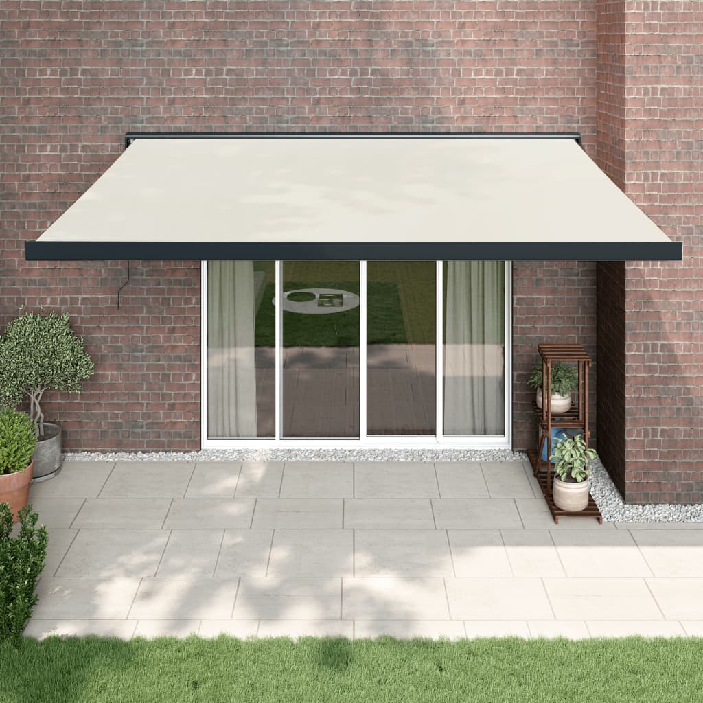 Retractable Awning Orange And Brown Fabric And Aluminium