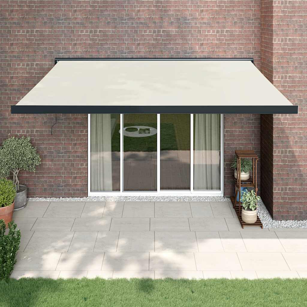 Retractable Awning Orange And Brown Fabric And Aluminium