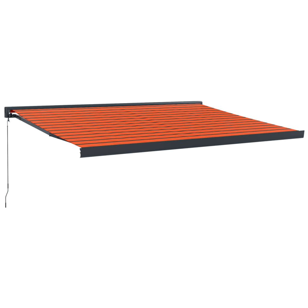 Retractable Awning Orange And Brown Fabric And Aluminium