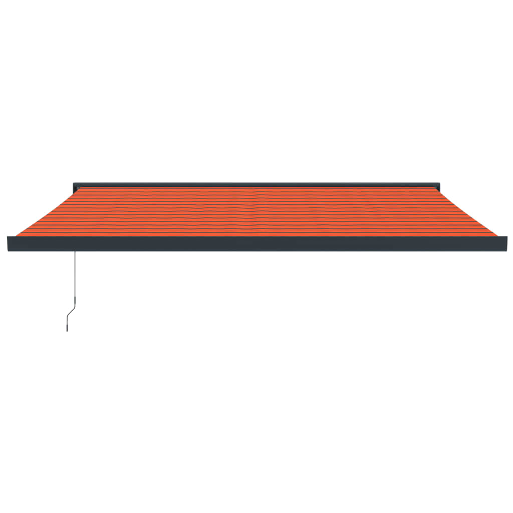 Retractable Awning Orange And Brown Fabric And Aluminium