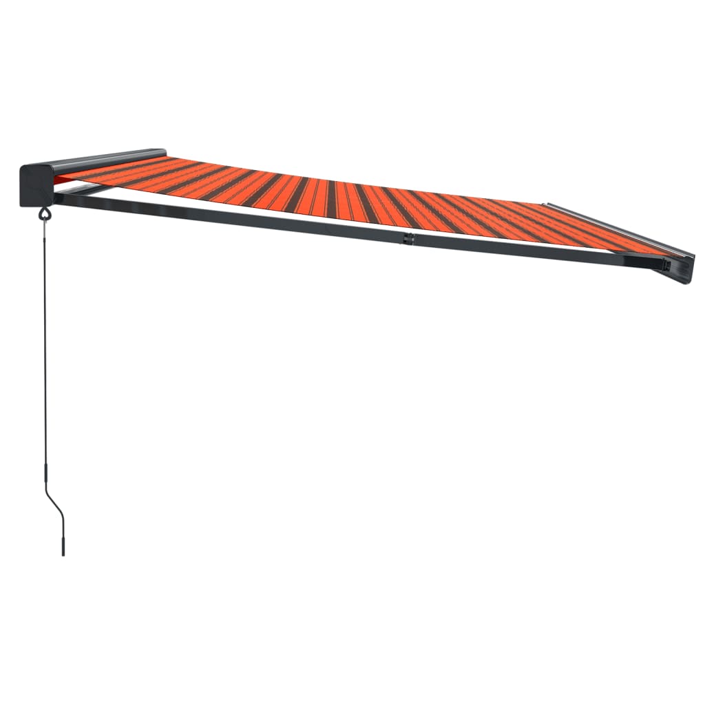 Retractable Awning Orange And Brown Fabric And Aluminium