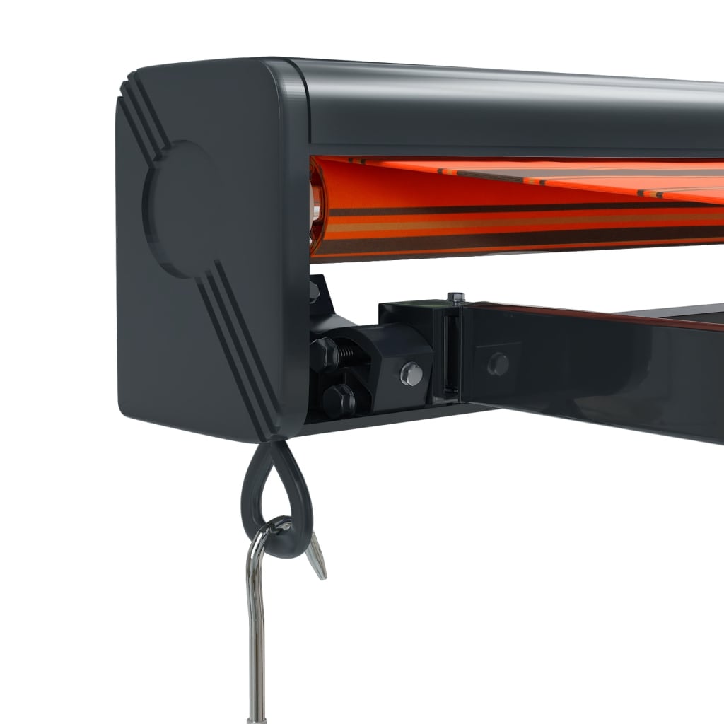 Retractable Awning Orange And Brown Fabric And Aluminium