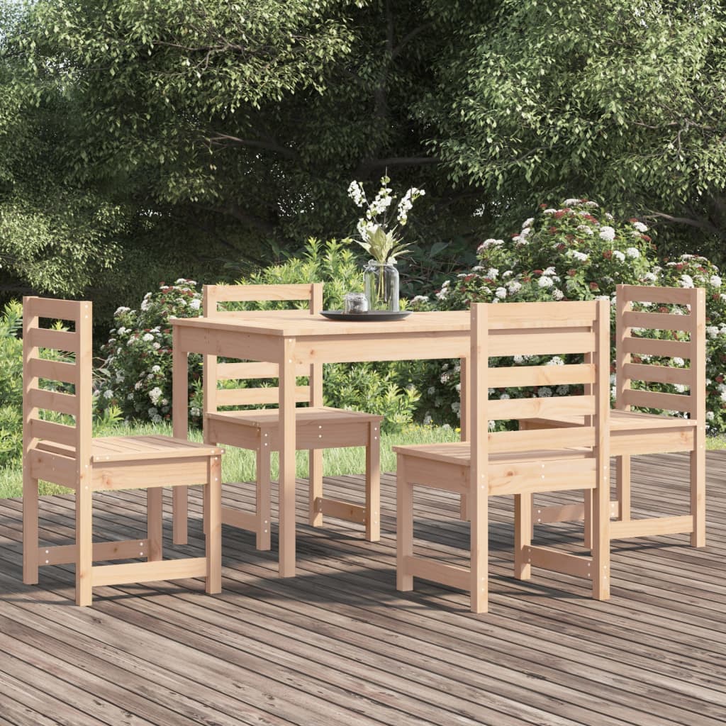 5 Piece Garden Dining Set Grey Solid Wood Pine