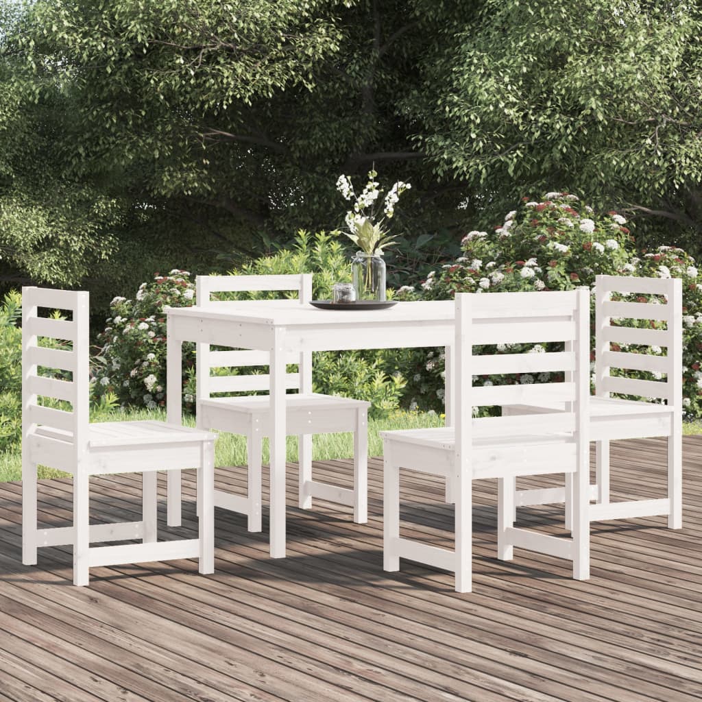 5 Piece Garden Dining Set Grey Solid Wood Pine