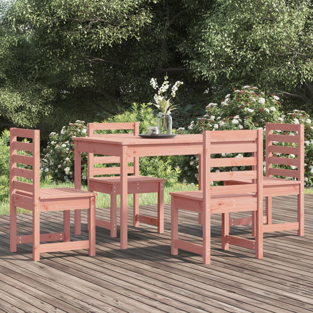 5 Piece Garden Dining Set Grey Solid Wood Pine