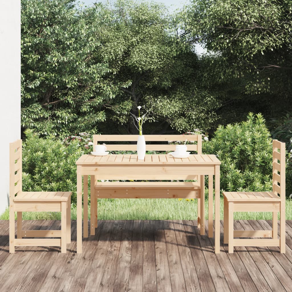 4 Piece Garden Dining Set Grey Solid Wood Pine