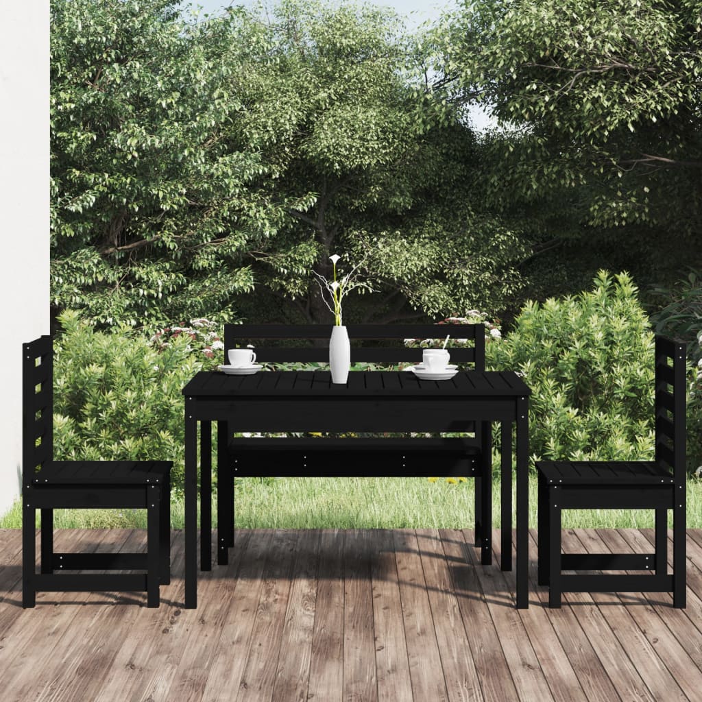 4 Piece Garden Dining Set Grey Solid Wood Pine