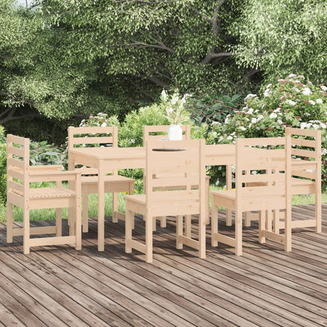 7 Piece Garden Dining Set Grey Solid Wood Pine