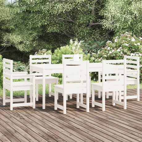 7 Piece Garden Dining Set Grey Solid Wood Pine
