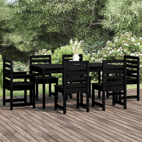 7 Piece Garden Dining Set Grey Solid Wood Pine