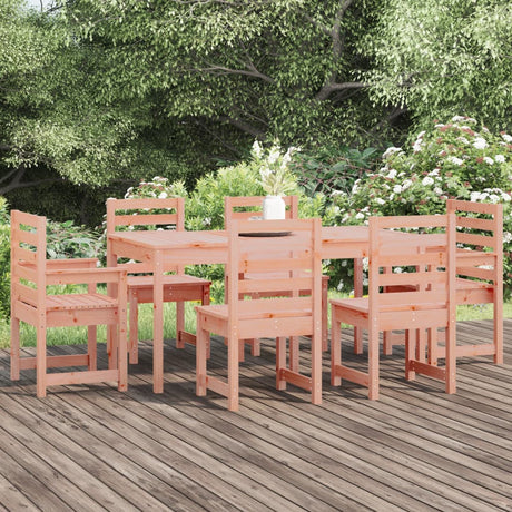7 Piece Garden Dining Set Grey Solid Wood Pine