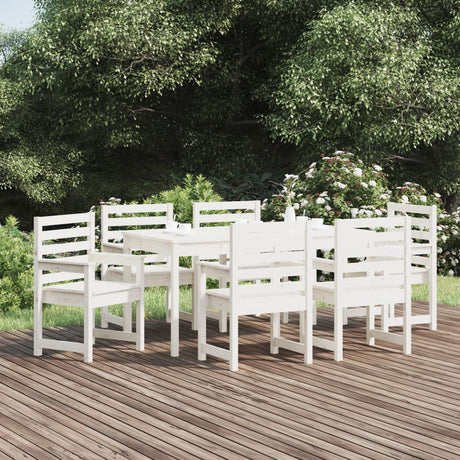 7 Piece Garden Dining Set Solid Wood Pine