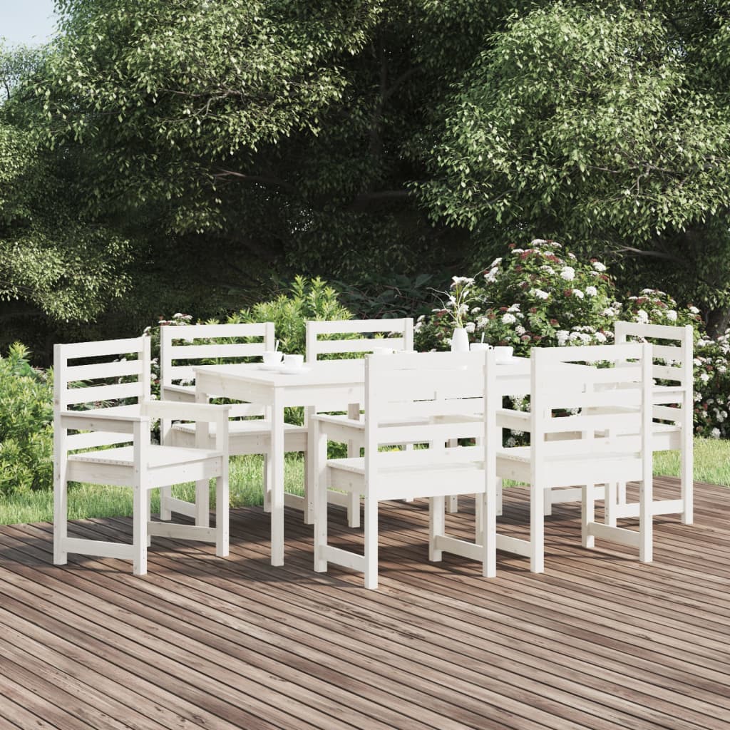 7 Piece Garden Dining Set Solid Wood Pine