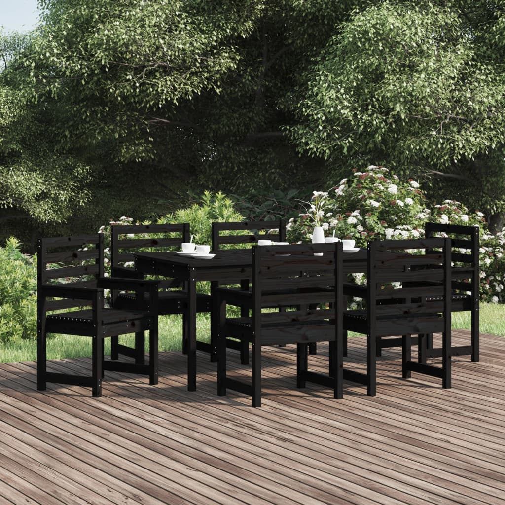 7 Piece Garden Dining Set Solid Wood Pine
