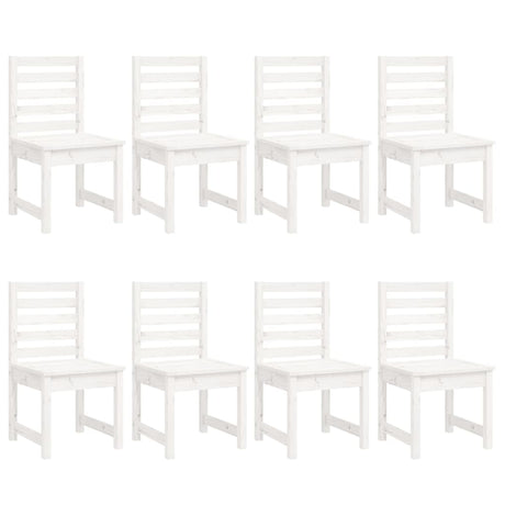11 Piece Garden Dining Set White Solid Wood Pine