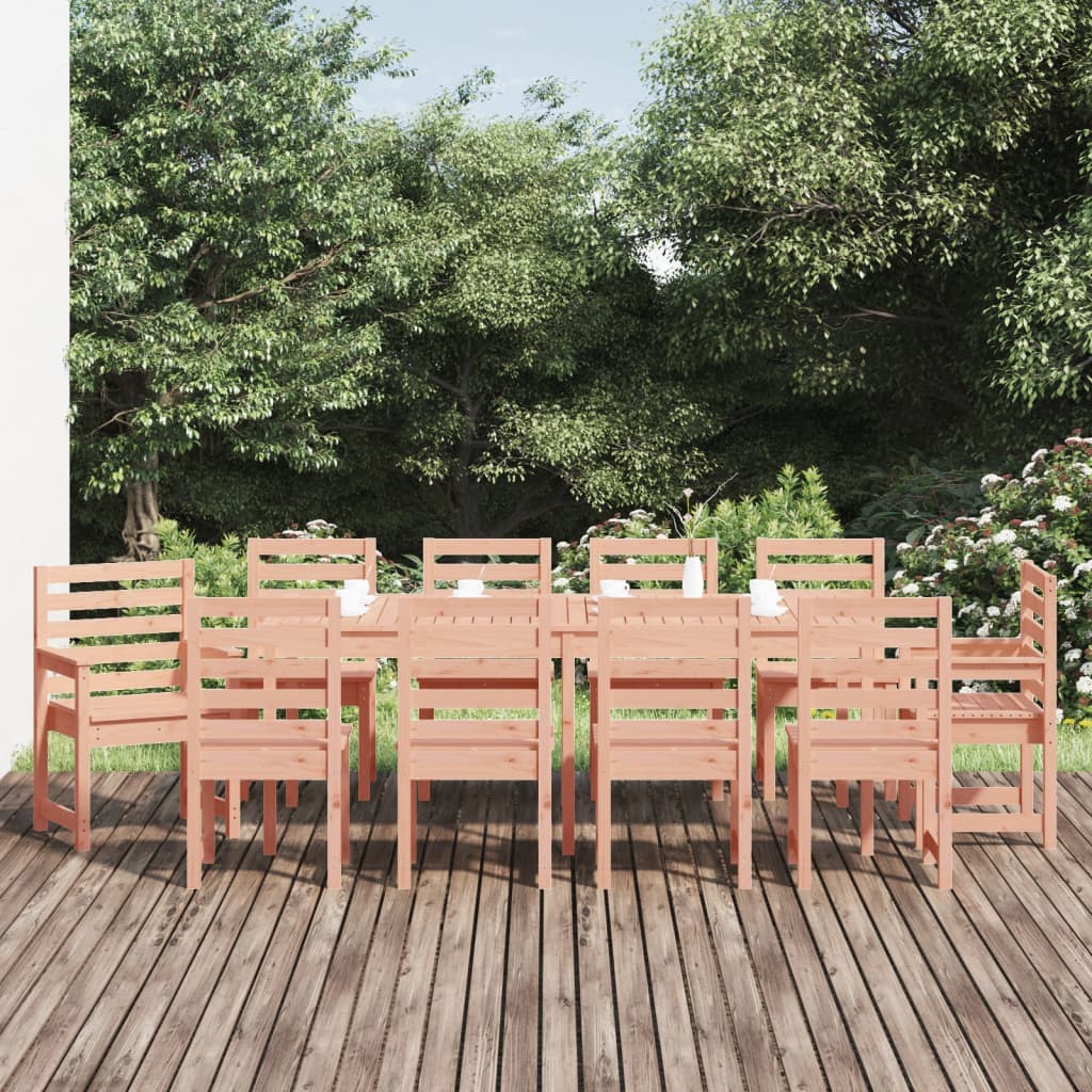 11 Piece Garden Dining Set White Solid Wood Pine