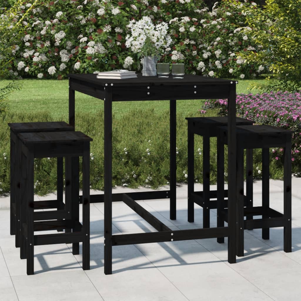 5 Piece Garden Bar Set Solid Wood Pine