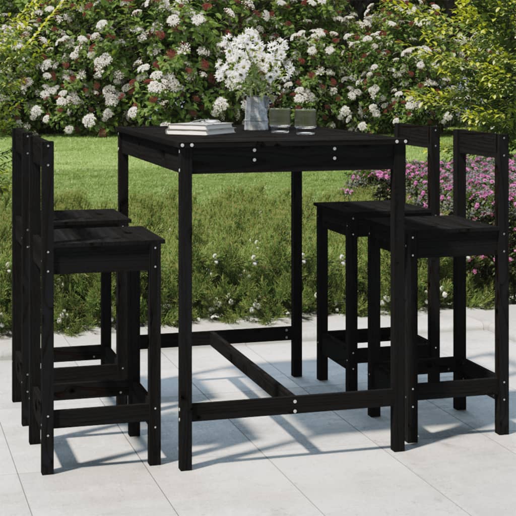 5 Piece Garden Bar Set Solid Wood Pine