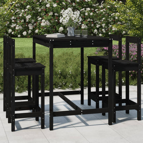 5 Piece Garden Bar Set Solid Wood Pine