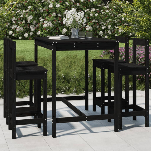 5 Piece Garden Bar Set Solid Wood Pine