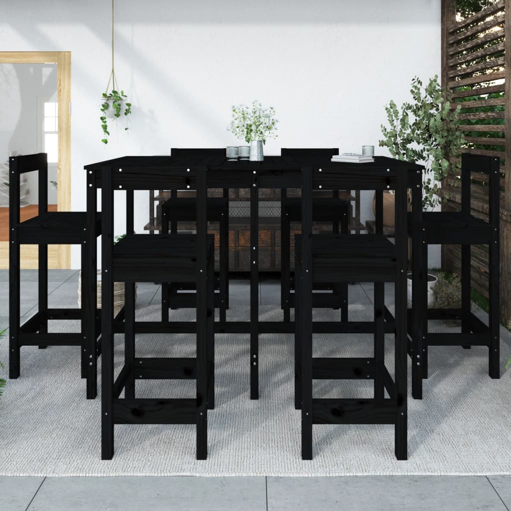 7 Piece Garden Bar Set Solid Wood Pine
